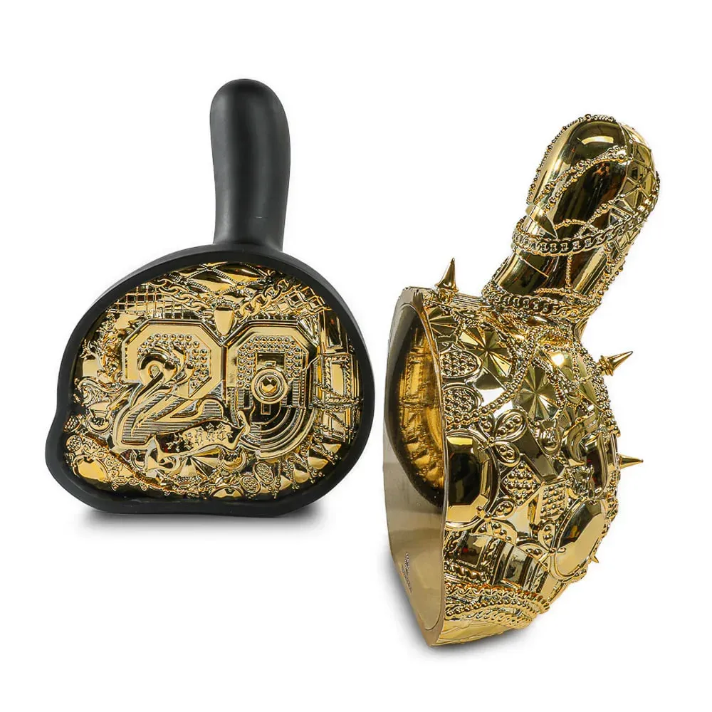 ФИГУРА KIDROBOT TRISTAN EATON 20TH ANNIVERSARY 12'' DUNNY HEAD GOLD/BLACK 30 СМ - 4