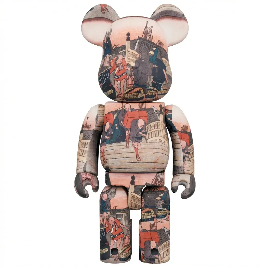 ФИГУРА MEDICOM TOY BEARBRICK UTAGAWA HIROSHIGE "THE 53 STATIONS OF THE TOKAIDO-NIHONBASHI" 100% & 400% 7 CM & 28 CM - 1