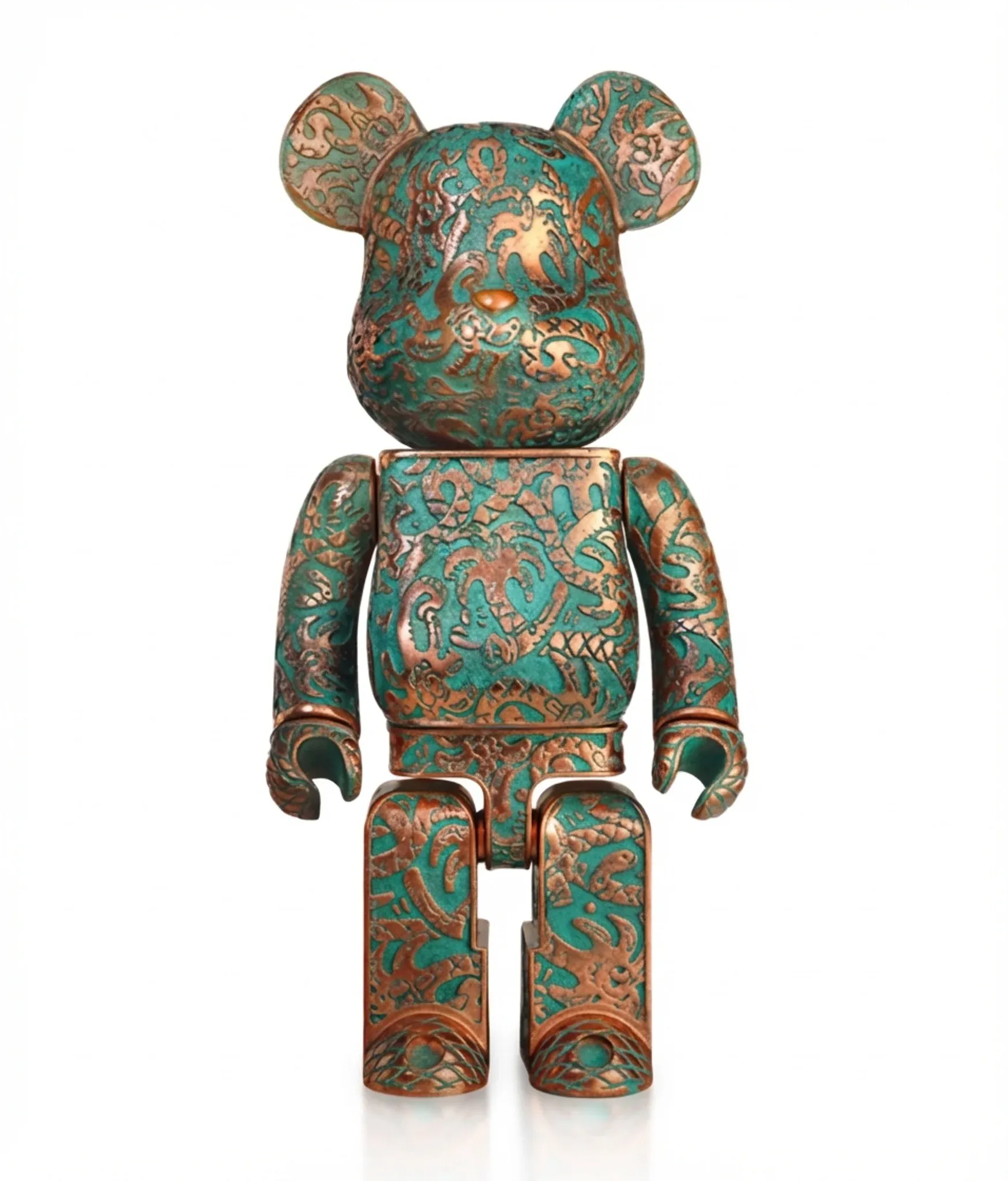 ФИГУРА MEDICOM TOY BEARBRICK STEVEN HARRINGTON X ROYAL SELANGOR COPPER GREEN PATINA PEWTER 400% 28 CM - 2