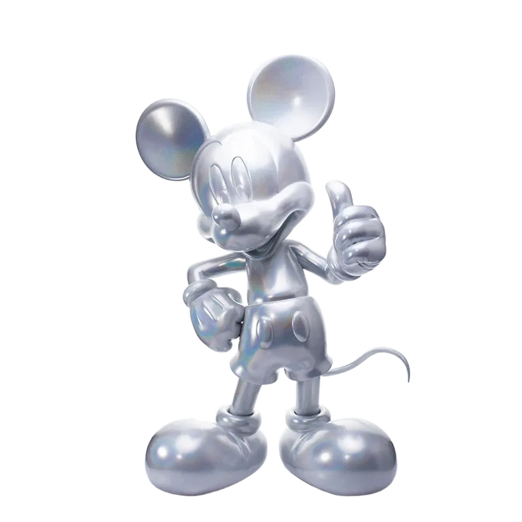 ФИГУРА MORSTORM MICKEY MOUSE THUMBS UP CHROME SILVER 28 СМ