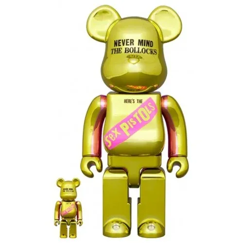 ФИГУРА MEDICOM TOY BEARBRICK SEX PISTOLS NEVER MIND THE BOLLOCKS CHROME VER 100% & 400％ 7 CM & 28 CM - 1