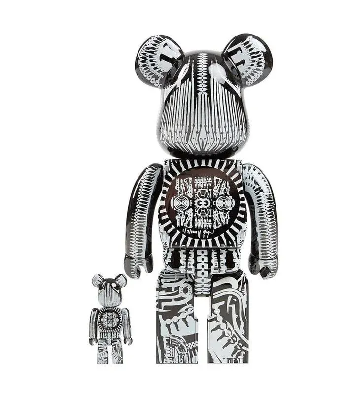 ФИГУРА MEDICOM TOY BEARBRICK H.R. GIGER BLACK CHROME 100% & 400% 7 CM & 28 CM - 2